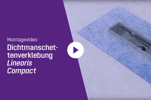 Film przedstawiający klejenie mankietów uszczelniających w odpływie prysznicowym liniowym Linearis Compact