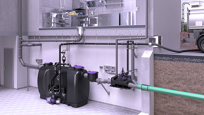 Propozycja montażu separatora tłuszczu EasyClean free z przepompownią hybrydową Ecolift L Propozycja montażu separatora tłuszczu EasyClean free z przepomopownią hybrydową Ecolift L
