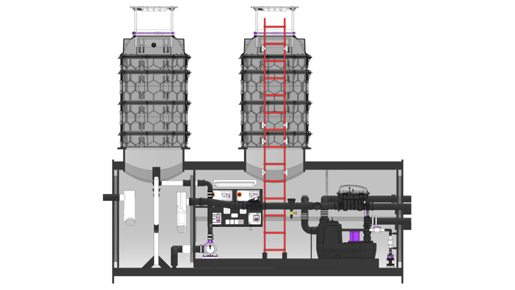 Rysunek techniczny separatora tłuszczu w rurze spiralnej przeznaczonej do głębokiego montażu w ziemi Rysunek techniczny separatora tłuszczu w rurze spiralnej przeznaczonej do głębokiego montażu w ziemi