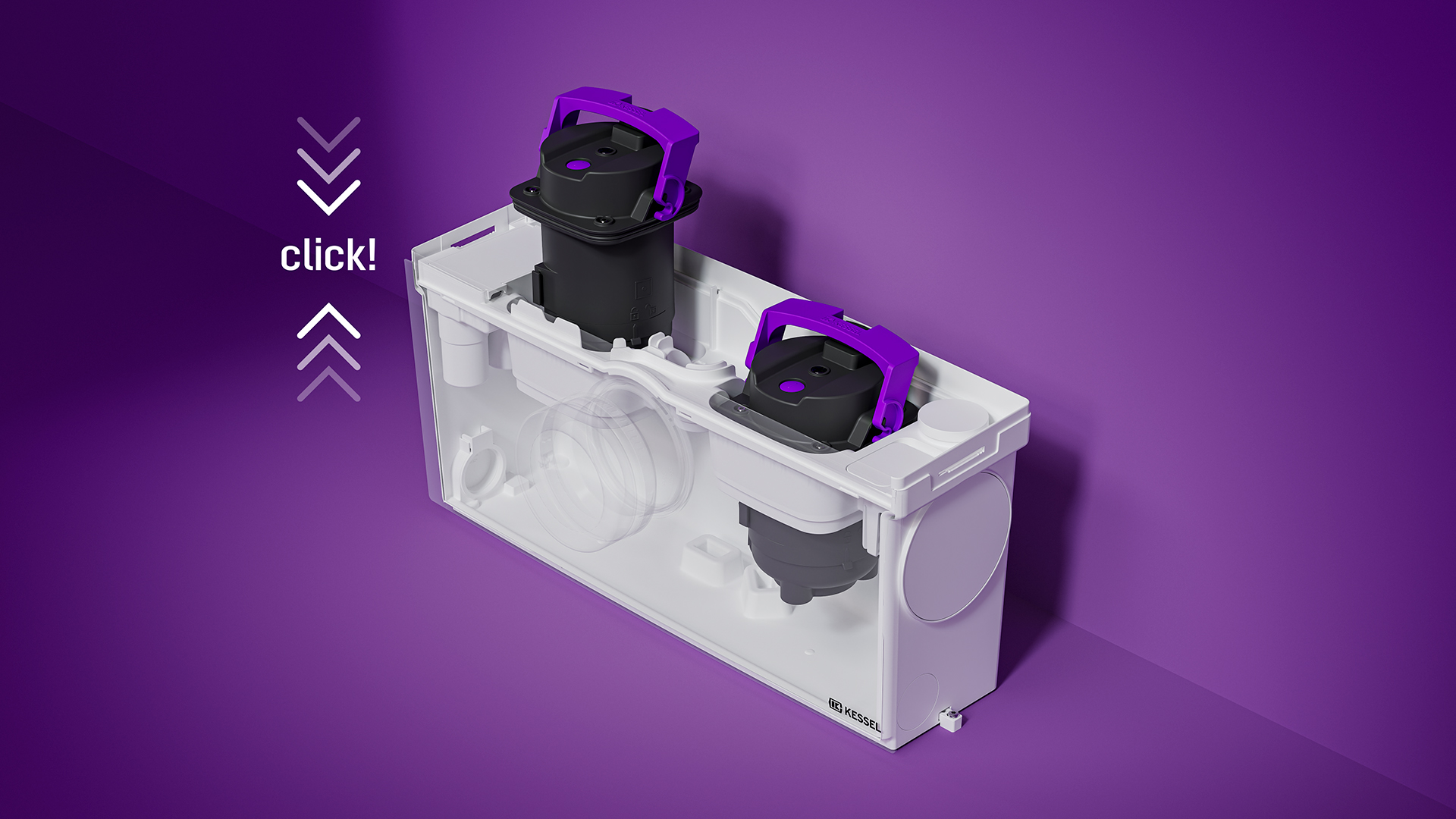 Pompę umieszcza się w przepompowni wewnętrznej i jest ryglowana za pomocą zatrzasku, bez użycia narzędzi.