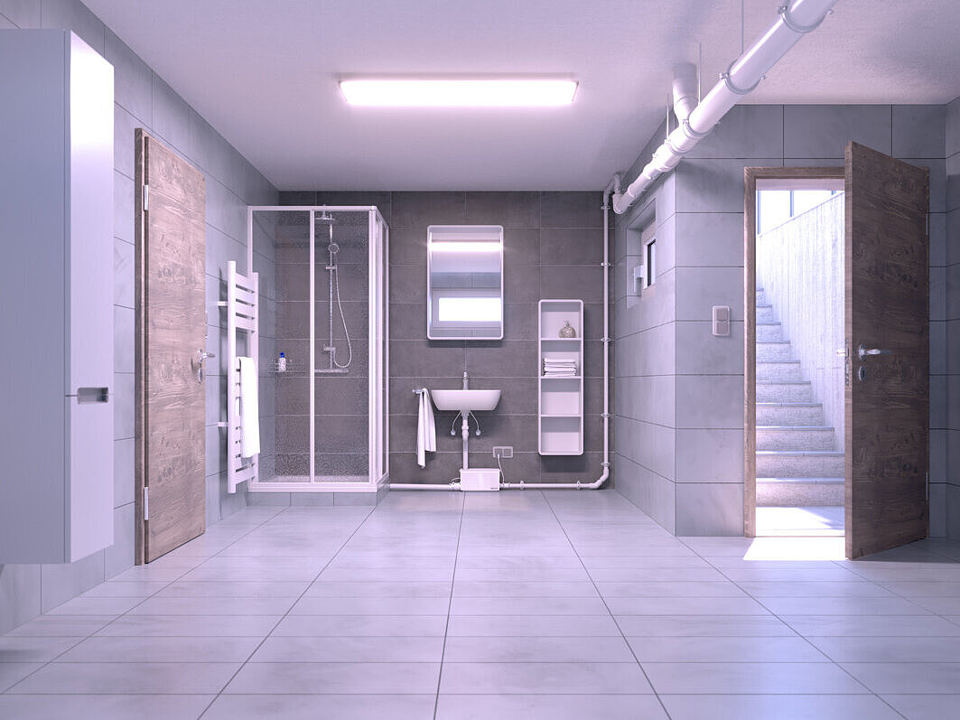 Mała winda Minilift S zamontowana później w łazience w piwnicy.