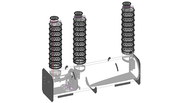 Rysunek techniczny separatora tłuszczu w rurze spiralnej z pomieszczeniem technicznym przy zagłębionym montażu w ziemi Rysunek techniczny separatora tłuszczu w rurze spiralnej z pomieszczeniem technicznym przy zagłębionym montażu w ziemi